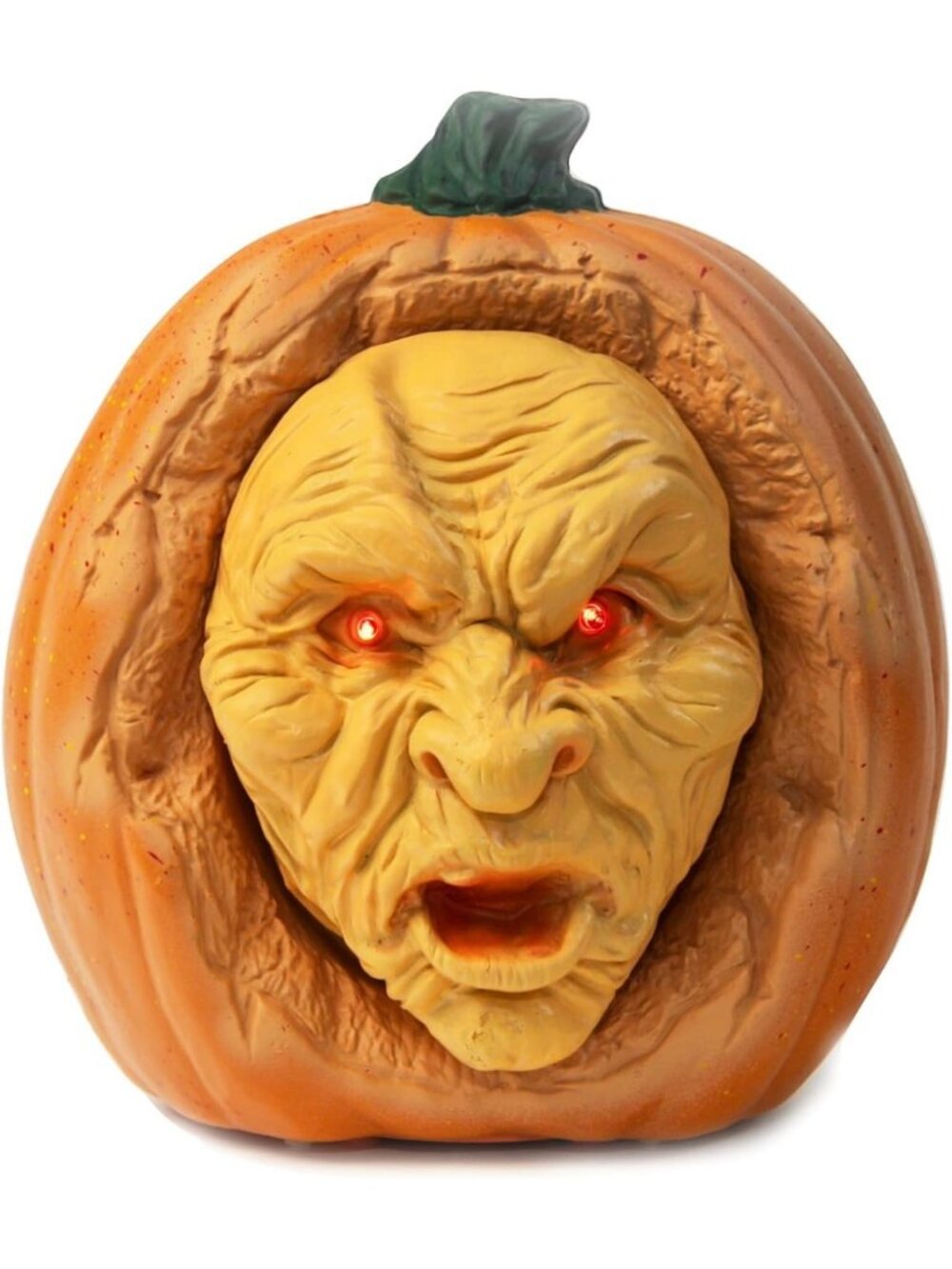 Animated Halloween Pumpkin with Flickering Red Eyes, Eerie Talking Effect